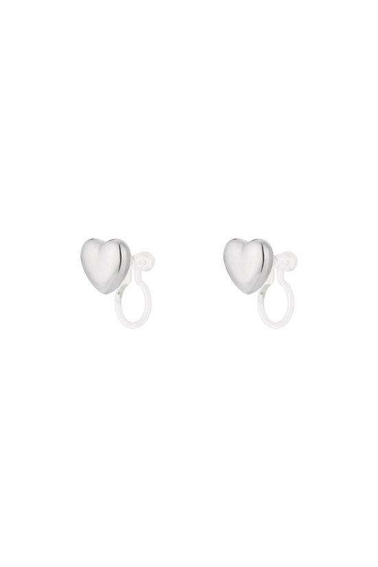 Heart Clip Boucles d'oreilles - Aucun perçage nécessaire - Earclips - RVS - Stainless Steel - Clips - Hart - Hartjes - Couleur argent - Cadeau - Jours fériés