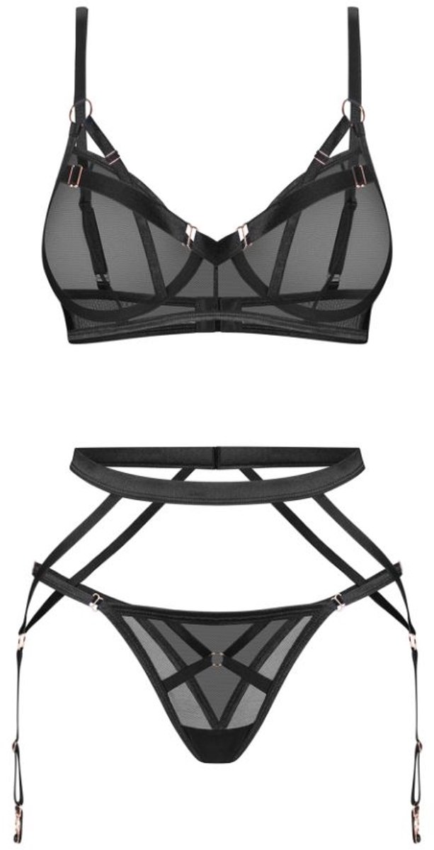 Obsessive – Euridia Lingerie Set 3-pcs – Zwart