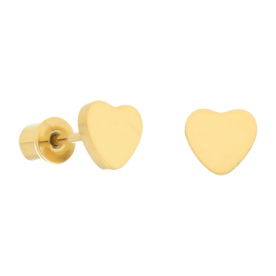 Boucles d'oreilles cœur La Rosa Princesa couleur or pour femmes et filles – acier chirurgical 316L – hypoallergénique – fermoir à vis – 6 mm