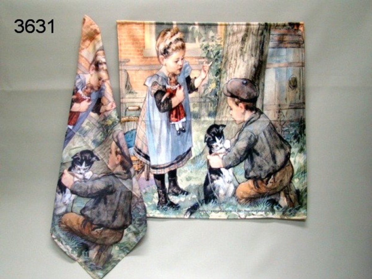 Theedoek en keukendoek set Ot en Sien wat denkt poes - katoen - 60 x 60 cm - 2-delig