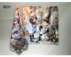 Theedoek en keukendoek set Ot en Sien wat denkt poes - katoen - 60 x 60 cm - 2-delig