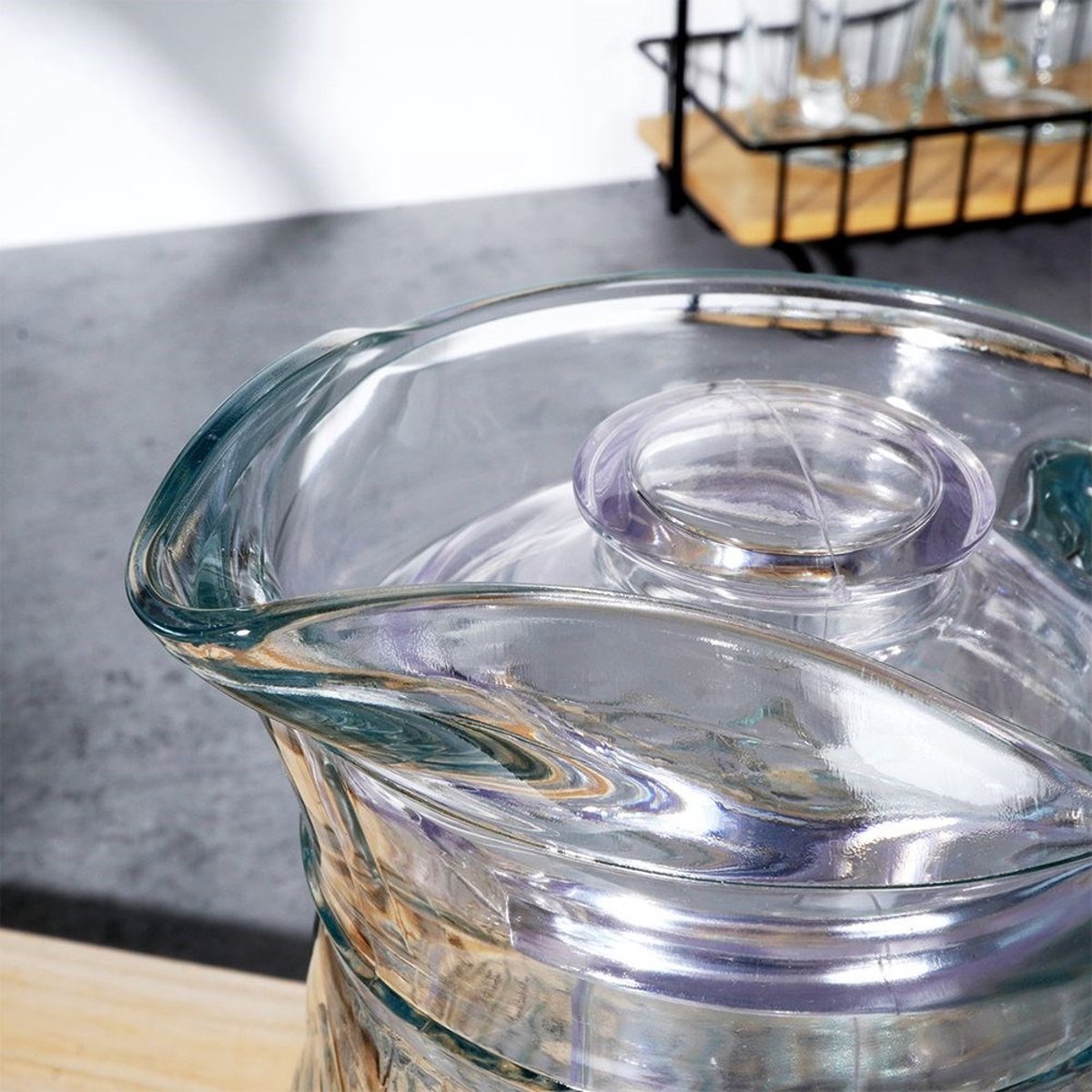 Karaf Glas met Deksel 1,4 l - Kan - Waterkaraf voor Fruitwater - Waterkan - Drinkkan — cadeau in Koken & Dineren - foto 6