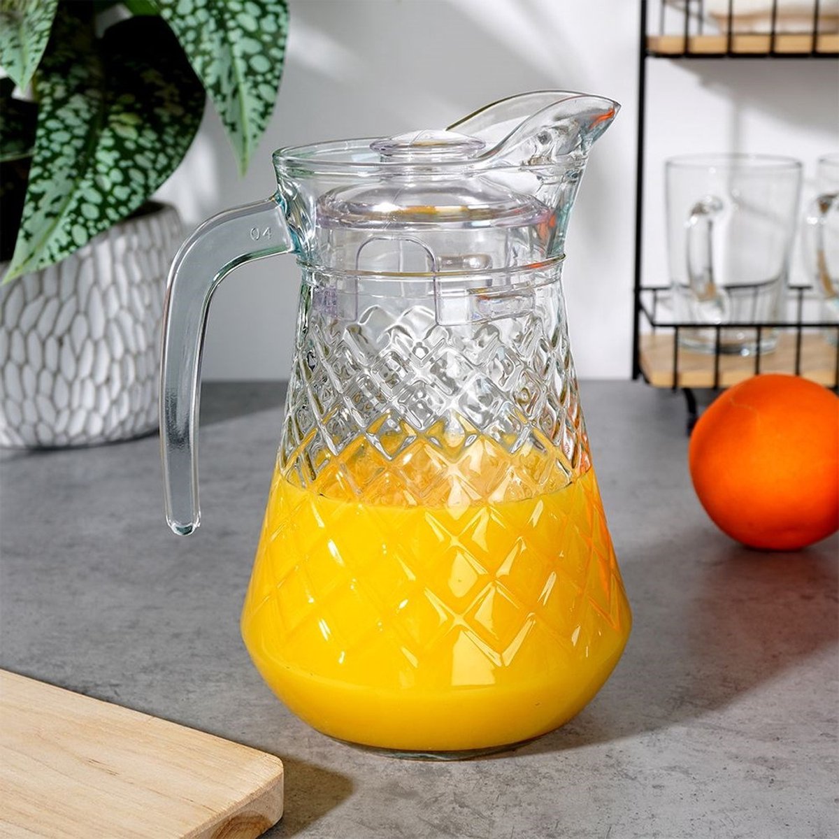 Karaf Glas met Deksel 1,4 l - Kan - Waterkaraf voor Fruitwater - Waterkan - Drinkkan — cadeau in Koken & Dineren - foto 7