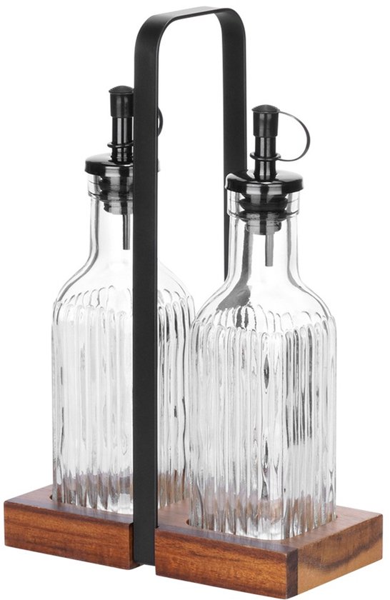 Vilde - Glazen Fles Set - Olie & Azijn - 190ml - Met Houder — afbeelding 3
