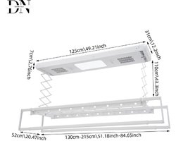 Deniva - Droogrek - Elektrische Droogrek - Intrekbaar - Afstandsbediening - 125×31 cm - Plafond - Uitschuifbaar Droogrek - 22,4 KG