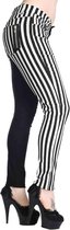 Banned - Half Black Half Striped Broek rechte pijpen - M - Zwart/Wit