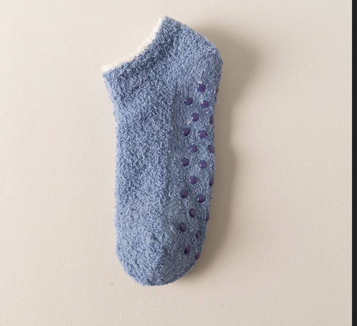 Fluffy Dames Sokken - Antislip sokken - korte sokken - huissokken - sleep sokken - slof sokken - Noppen op de zool - Drukvrije boord - grijs - blauw - 36 - 40 - warm - zacht - cadeau voor haar - gift - geschenk