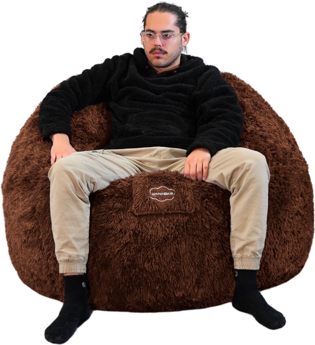 Bananair - Zitzak XXL afneembare hoes - imitatiebont - Bruin - 120 cm