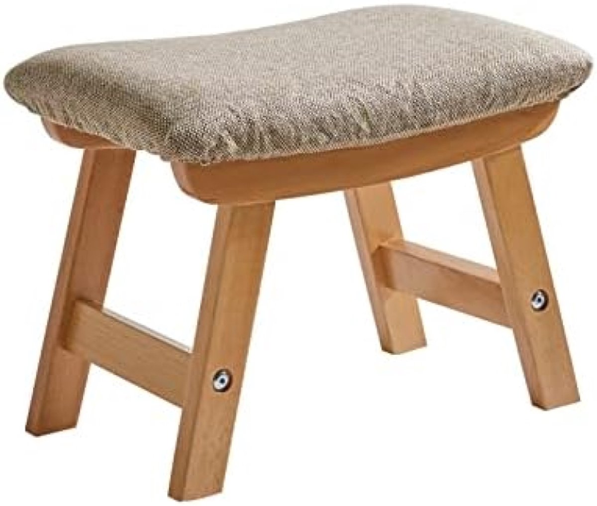 Houten voetenbank gevoerde poef met afneembare hoes - geschikt voor slaapkamer woonkamer keuken - 4 beukenpoten - natuurlijke poot beige kussen YDEU-1358