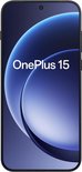 OnePlus 15 telefoon met blauw scherm, infinite black.