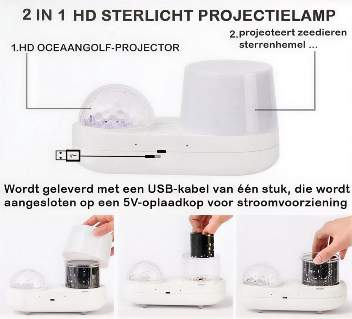 Sterrenprojector met 6 Ocean Wave Patronen – Waterlicht Projector voor Slaapkamer en Thuis – Nebula Sterrenlicht voor Bruiloft, Kerstdecoratie en Relaxatie – foto 2