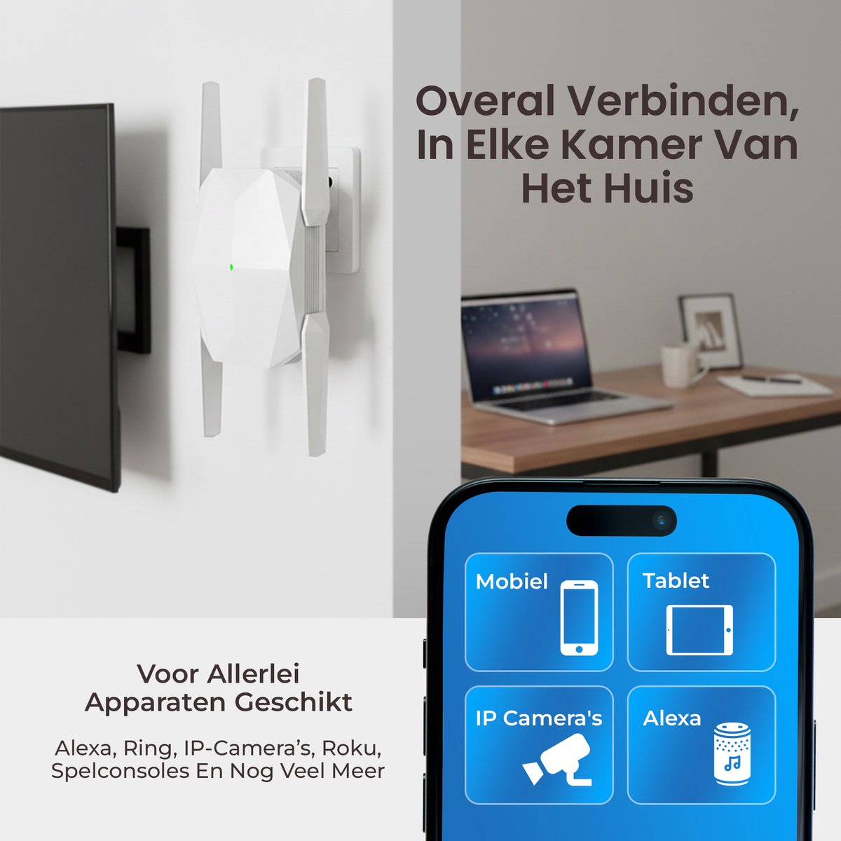 DynaBright - WiFi Versterker Stopcontact - 2100 Mbit/s - afbeelding 3