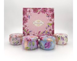 Geurkaars Cadeauset – 4 Luxe Kaarsen 125 g – Coco Mademoiselle, Black Opium, Vanilla Cream, Rose Lychee