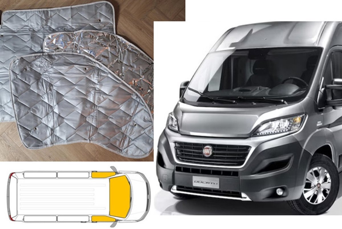 Raamisolatie ramen voorzijde Fiat Ducato 290 Vanaf 2015 Grijs 3 Delig Camper isolatie