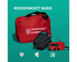 Basis Noodpakket – 142-delige Survivalset met EHBO-tas, Opwindbare Noodradio met Ingebouwde Powerbank-functie & Zaklamp – Noodpakket voor Thuis en Oorlogssituaties 72-uur overlevingsset