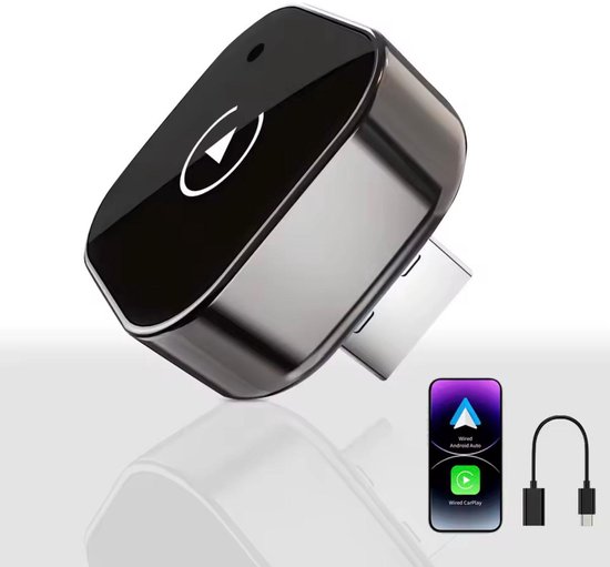 Draadloze CarPlay-adapter voor iPhone 2025, 10-pack geüpgradede USB/Type-C Bluetooth 5.0-adapter, ondersteunt CarPlay en Android Auto, draadloze CarPlay-adapter, automatische verbinding via 2.4G + 5G WiFi, geen vertraging, plug and play.