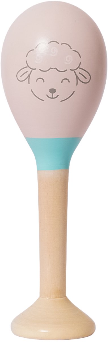 Speelgoedtopdeals - Houten Maraca Schaap - Muziekinstrument voor kinderen