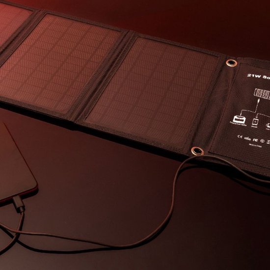 AgfaPhoto Solar Panel SP 21 - Opvouwbaar Zonnepaneel - Solar Panel - Camping Zonnepaneel - Portable Oplader - Draagbare zonnepaneel - 21 W - 1x DC 1x USB Output van AgfaPhoto — afbeelding 5