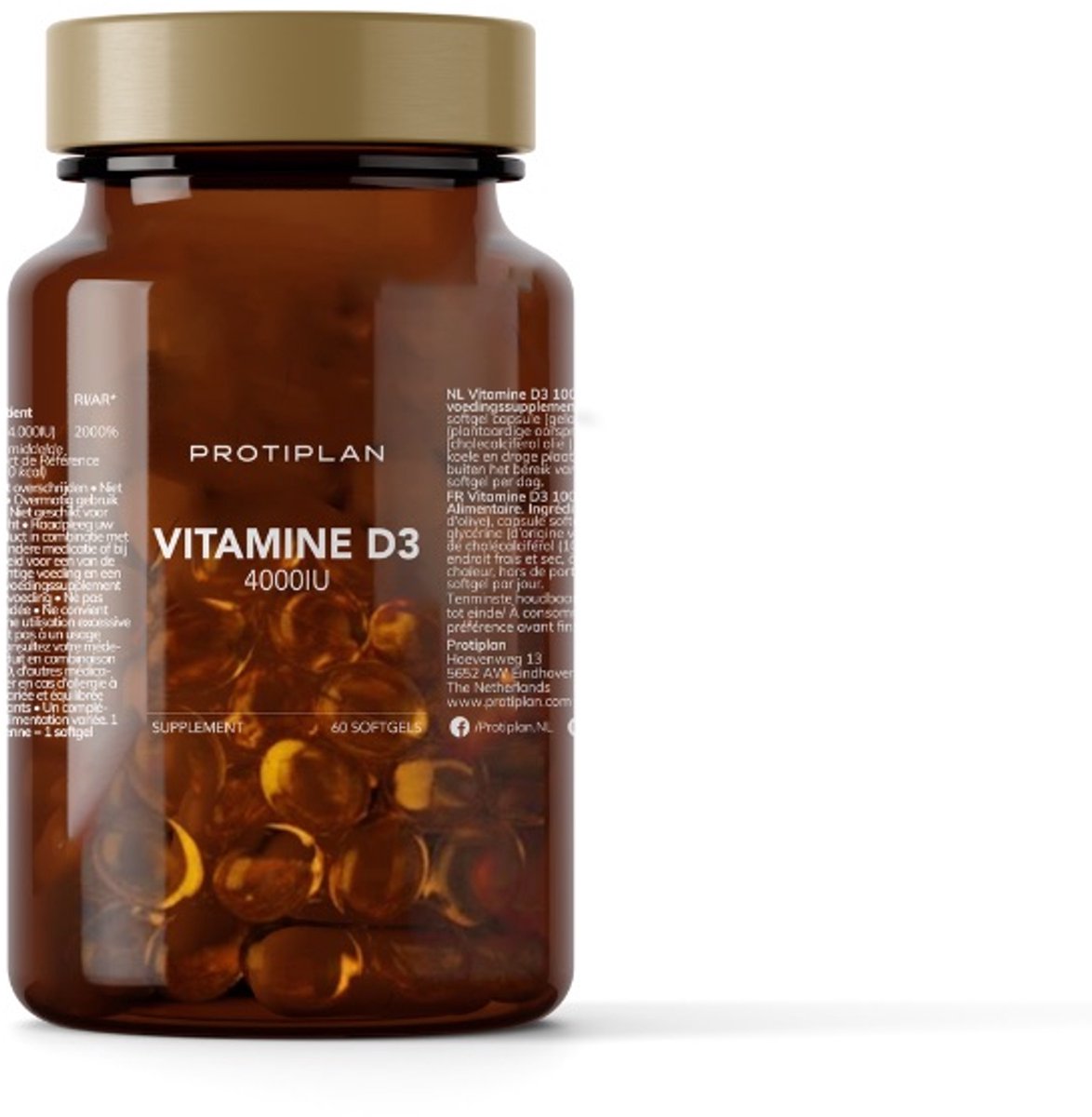 Protiplan - Vitamine D3 - 4000IU - 60 Softgels - Botten & Immuunsysteem Support