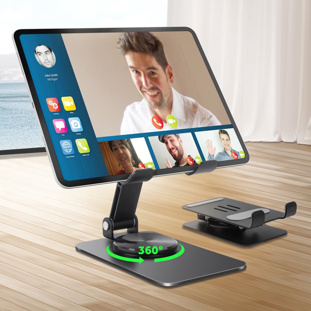 Unyqoos® Verstelbare opvouwbare tablethouder met 360 graden rotatie en antislip design