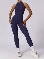 Allure Gym Jumpsuit - Maat M - Donkerblauw - Dames Jumpsuit - Open Rug - Navy - Dark Blue - Seamless Sport Jumpsuit Dames