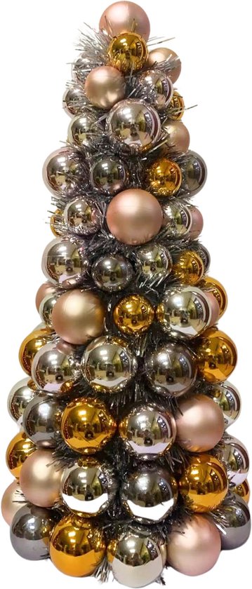 Foto: Housevitamin kerstdecoratie kerstballen kerstboom kunststof taupe oranje 19x41 cm feestelijk onbreekbaar kleurrijk kerstboompje