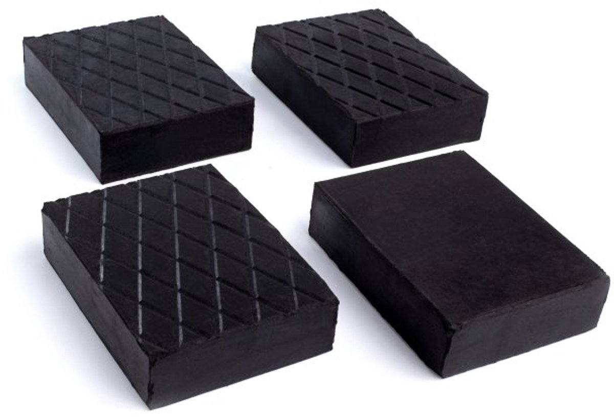 Rubberblokken Set van 4 – 120x80x20 mm, Massief Geprofileerd Rubber, Voor Alle Hefplatforms