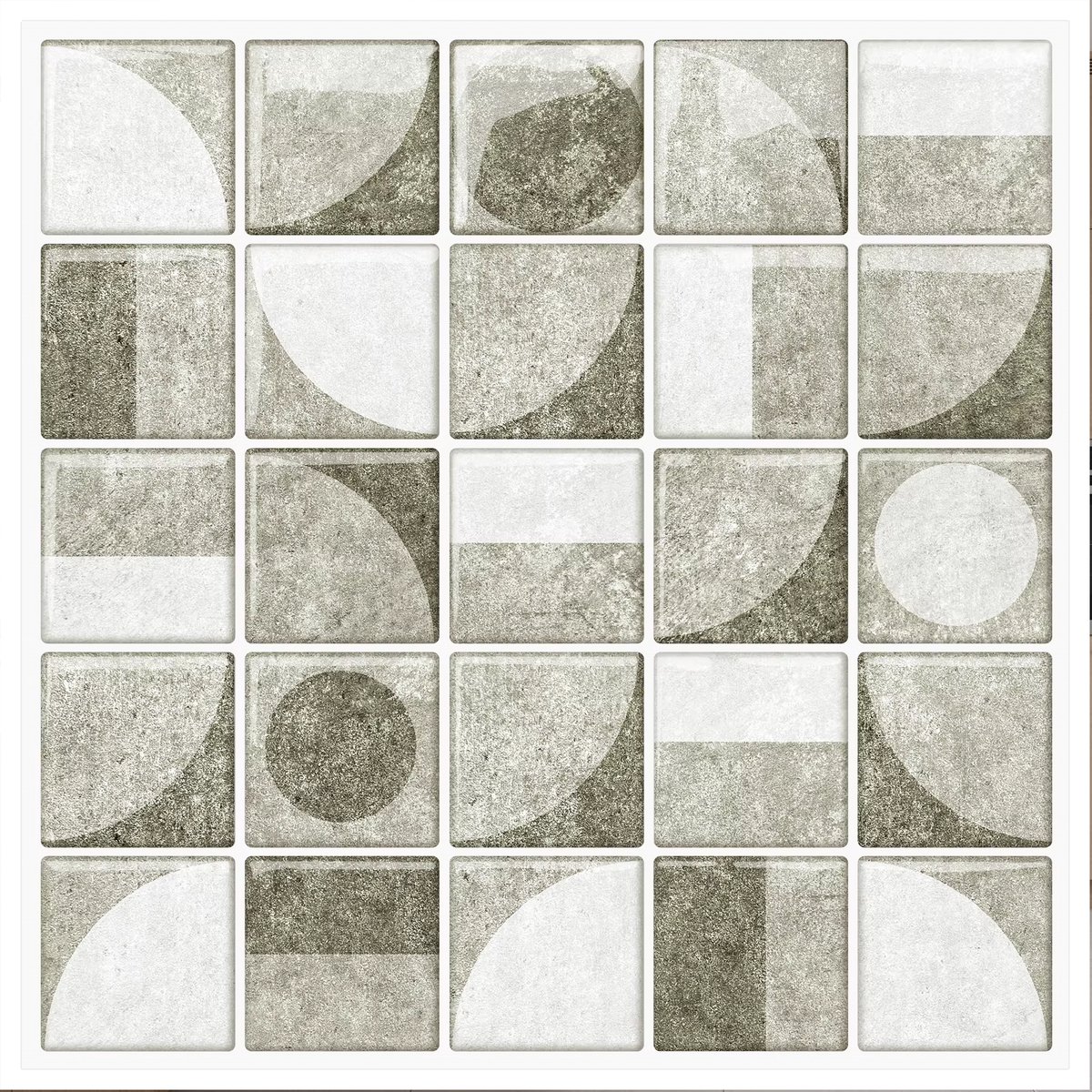 24Supply Plaktegels - 10 Stuks - Glans - Geometrisch - 30.5x30.5cm
