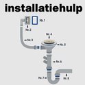 Installatiehulp met genummerde onderdelen voor een afvoer.