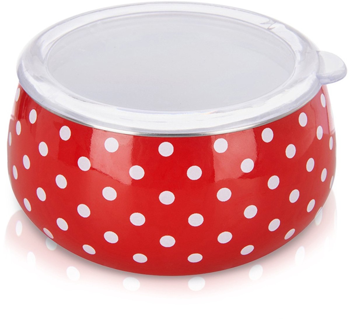 Orion Tecka Serie - Emaille Kom met Deksel - 600ml - Rood