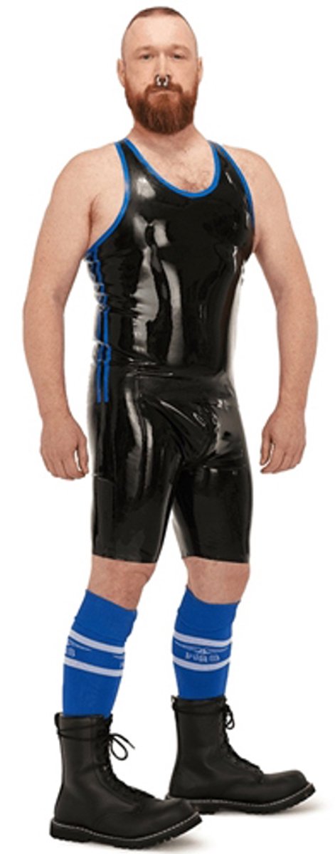 Mister b rubber muscle shirt black blue xl
