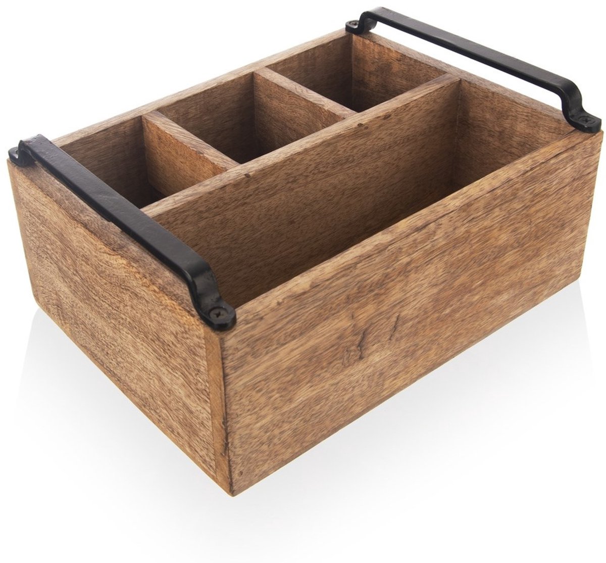 Orion Mango - Houten Bestekhouder - 25x19.5x10 cm - Metalen Handvatten