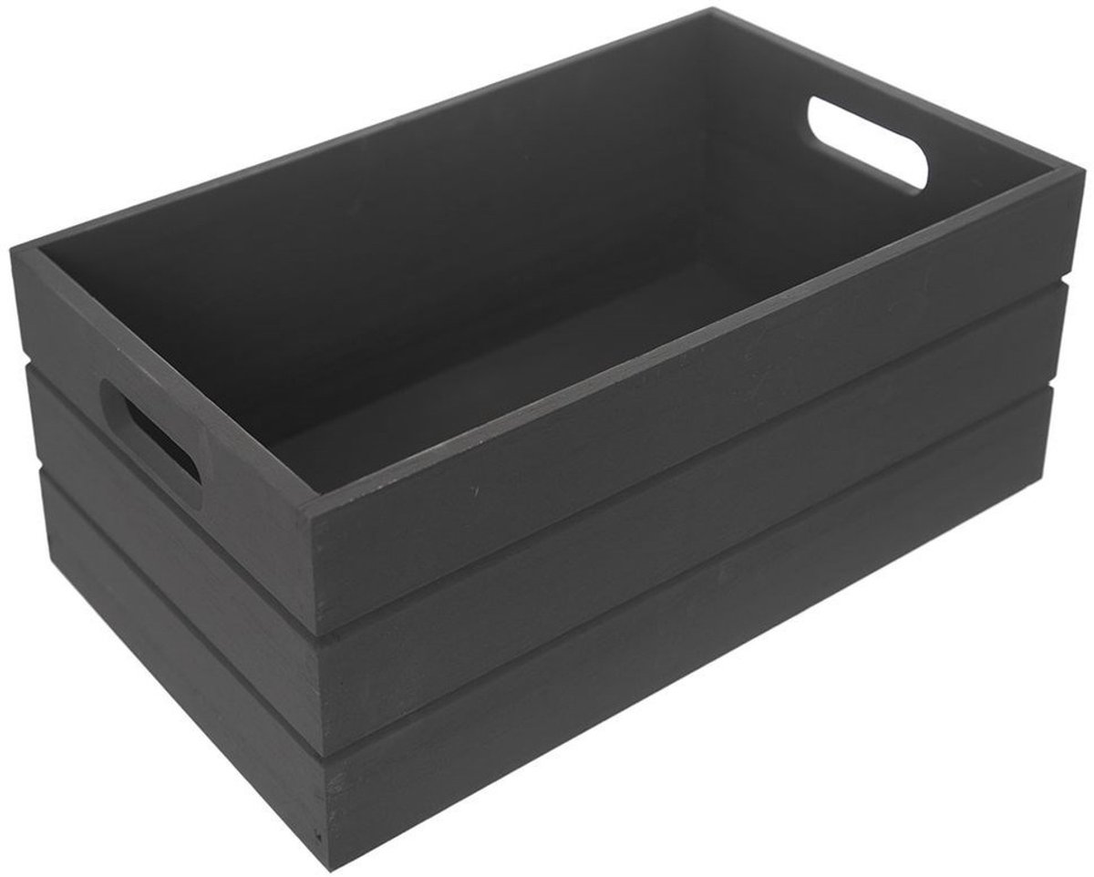 Orion - Houten Opslagkist - 31x21x13 cm - Zwart - Decoratief