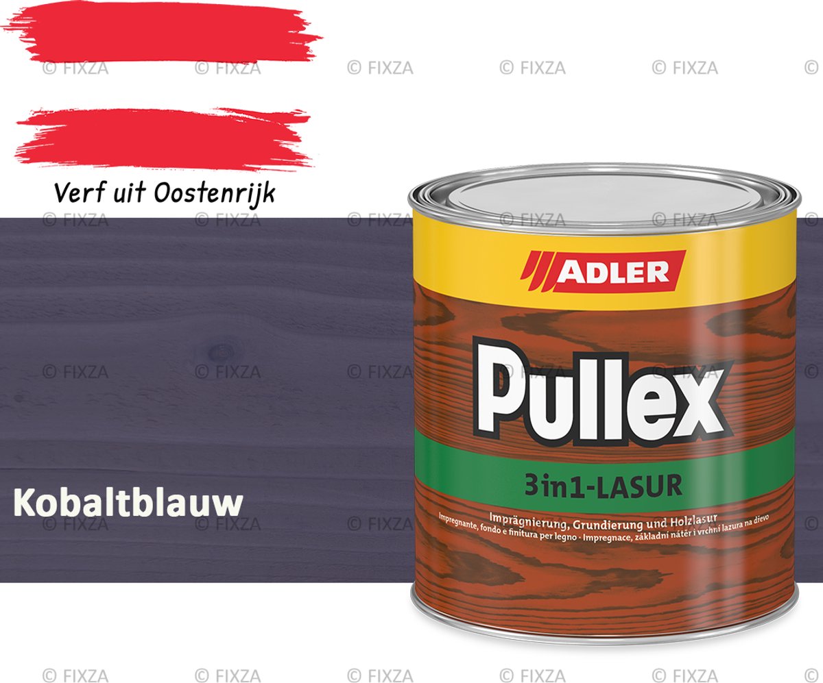 ADLER Pullex 3in1 Lazuur – Kobaltblauw – 2,5 liter – Houtbescherming voor Buiten – Grondverf, Tussenlaag & Eindlaag in Eén – Matte Afwerking – UV- bestendig
