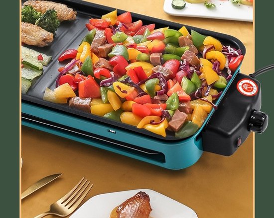 WK 3-in-1 Elektrische Grill 46×22.5 cm | BBQ-plaat + Bakplaat + 3 Mini-pannetjes | 1350W Hoog Vermogen | 5-standen Temperatuurregeling | Antiaanbak & Eenvoudig te Reinigen | Perfect voor Thuis & Feestjes — afbeelding 4