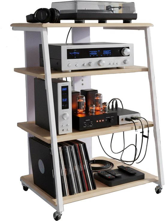 meuble hifi - 61 x 78 x 52 cm - blanc naturel