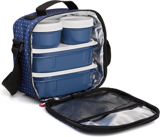 Famanu - Food Casual koeltas 3L met 4 BPA-vrije bakjes en waterdichte voering – Zwart van Famanu — afbeelding 2
