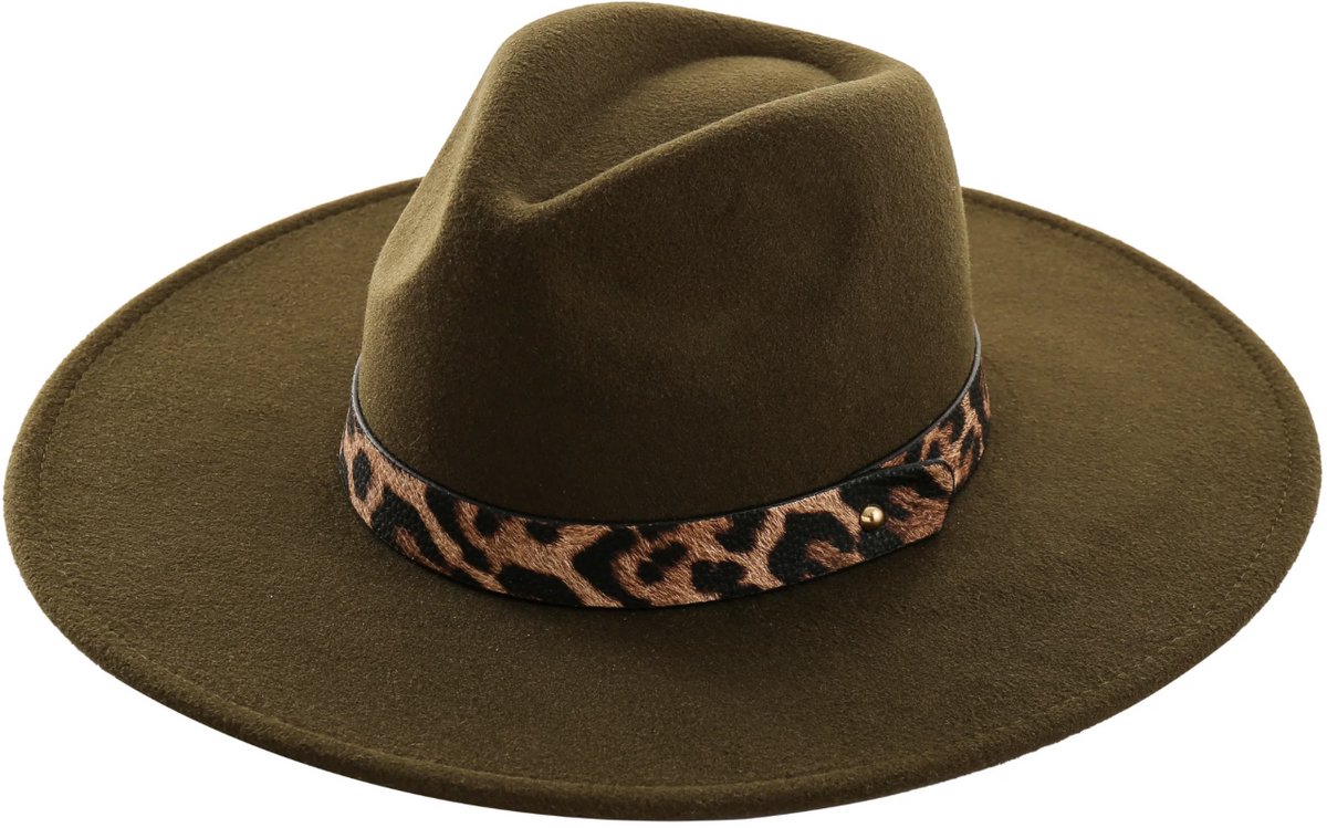Emilie collection - hoed - olijfgroen - fedora - riem