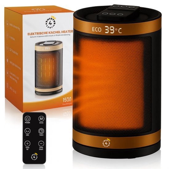 Twenty4seven® Elektrische Kachel - Keramische Ventilatorkachel - Verwarming voor Binnen - Heater met Draaifunctie, Timerfunctie & 1500W
