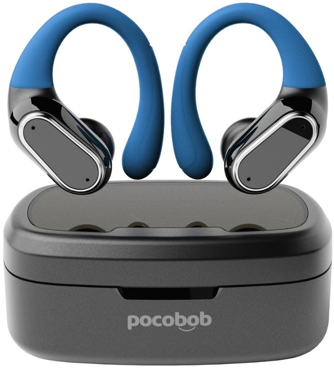 pocobob SP - draadloze sport oordopjes - Zwart - hardloop oortjes met oorboog achter oor -bluetooth oordopjes hardlopen