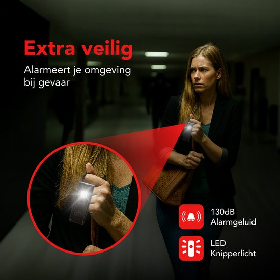KIMO DIRECT Persoonlijk Alarm - Met Karabijnhaak - Alarm Sleutelhanger - Zelfverdediging - 130dB - Zwart