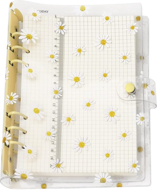 A6 Ringbandmap Hoes Zacht PVC 6-gats Ringbandmap Navulbare Papiermap Waterdicht Losse Bladmapmap Persoonlijke Plannermap Hoes voor Dagboek, Kantoor, Thuis, School - Zwart