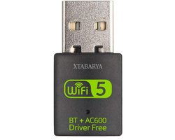 USB Bluetooth Dongle – Mini Dual-Band WiFi Adapter voor PC (600 Mbps, 2.4GHz / 5GHz). Compacte draadloze netwerkontvanger met Bluetooth-functionaliteit voor snel en stabiel internet.