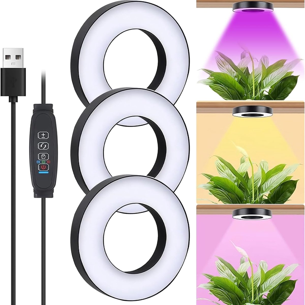 Ibenzoa® Verstelbare LED Kweeklamp voor Binnenplanten met Ti