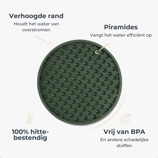 Sous-verres de Sous-verres en Siliconen Castagnola – Sous-verres de Verres Design avec support – Set de 14 – Antidérapants – Verts