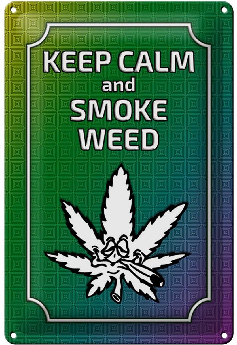 Blechschild Spruch 20x30cm keep calm and smoke weed