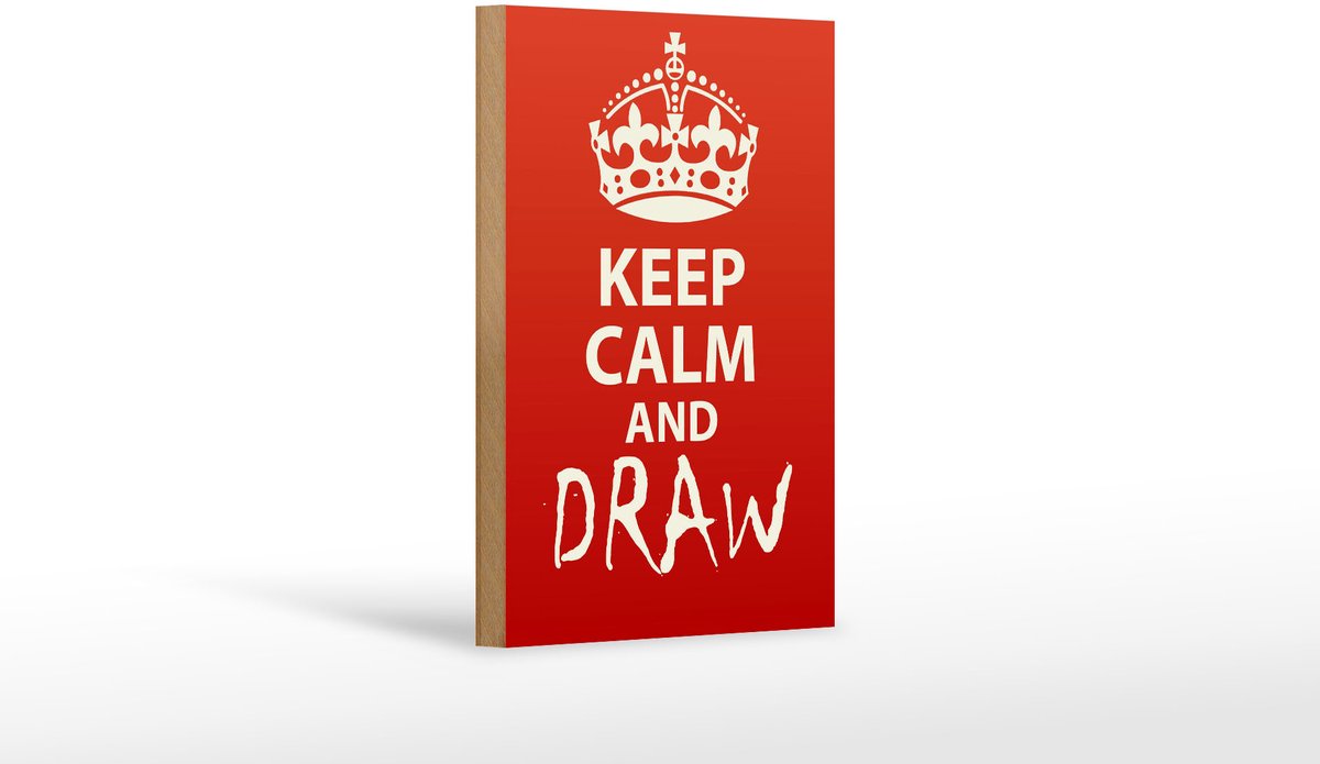 Holzschild Spruch 12x18cm Keep Calm and draw
