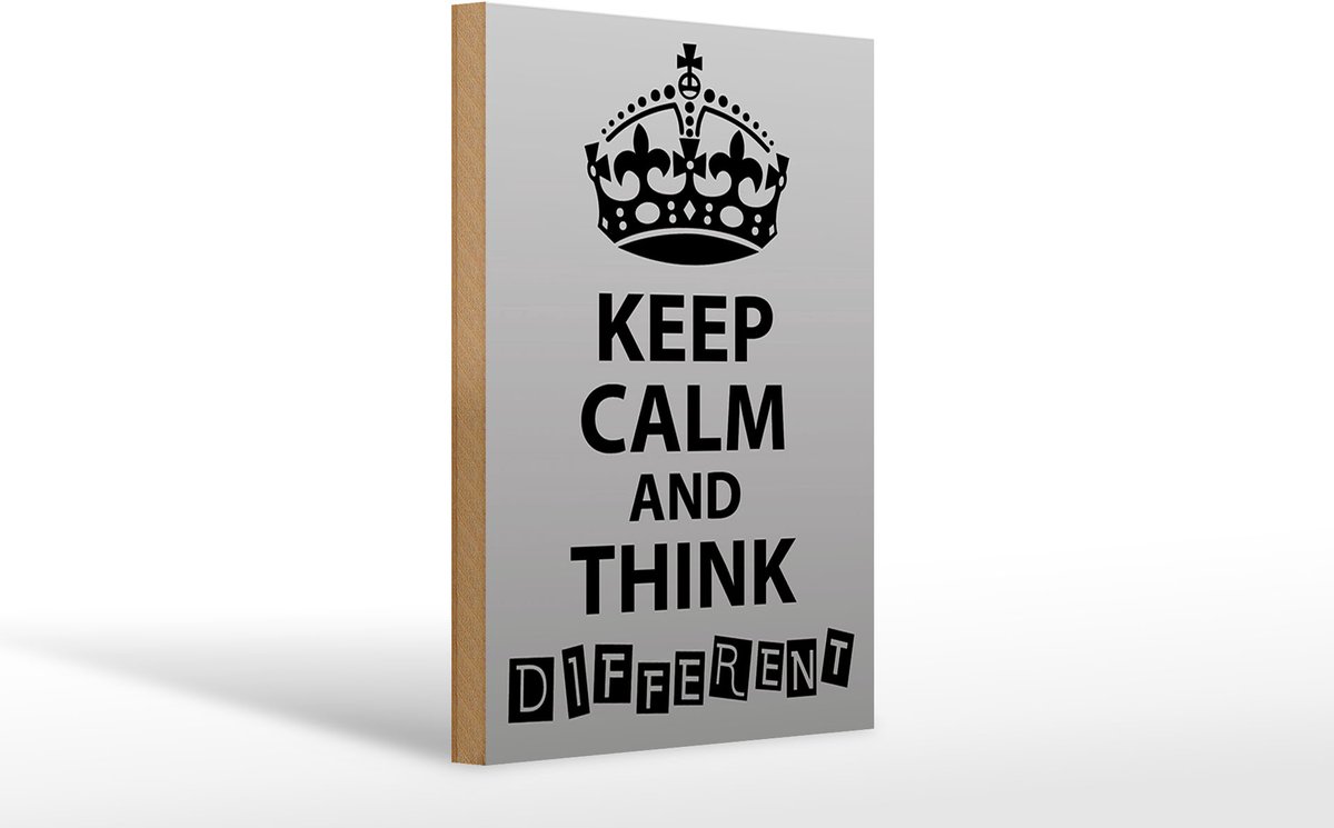 Holzschild Spruch 20x30cm Keep Calm think different