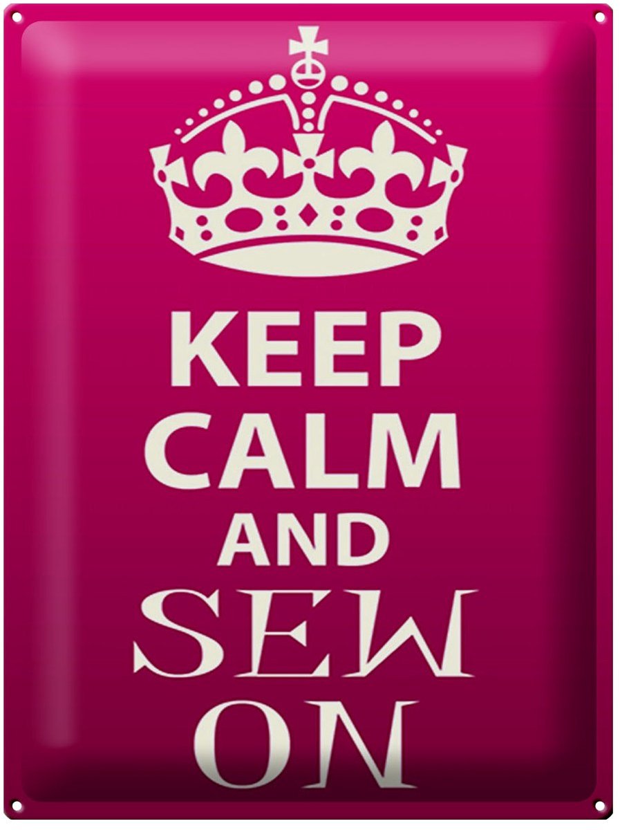 Blechschild Spruch 30x40cm Keep Calm and sew on