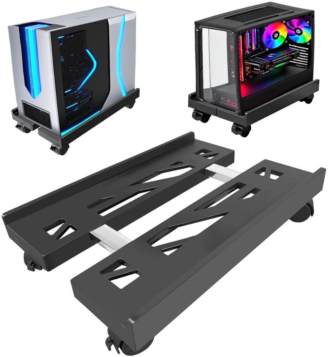 Ibenzoa® Verstelbare mobiele PC-standaard met wielen voor onder bureau